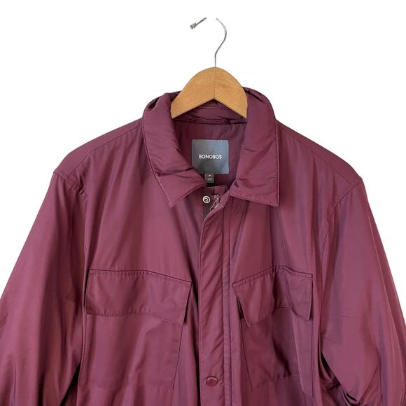 Bonobos Mens Slim Fit Coaches Full Zip Jacket Burgundy Sz Medium Classic Utility - Picture 4 of 10